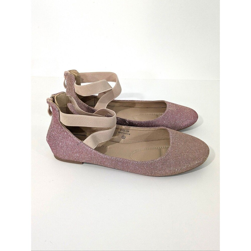 Bella Marie Sparkly Iridescent Pink Dana Ballet Flats / Gladiator Sandals Size 9